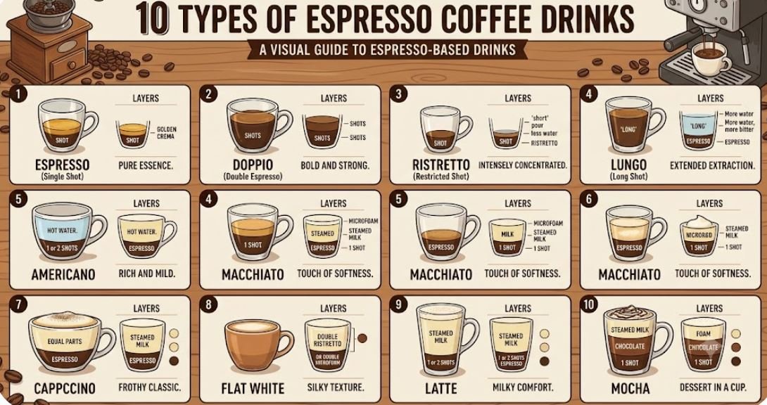 10 Types of Espresso Coffee Drinks: A Complete Guide for Coffee Lovers